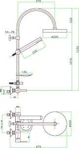Душевая система со смесителем для душа Fiore Katana хром 77CR7589 Душевая система со смесителем для душа Fiore Katana хром 77CR7589, 2