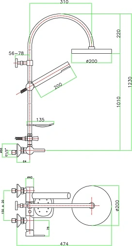 Душевая система со смесителем для душа Fiore Katana хром 77CR7589