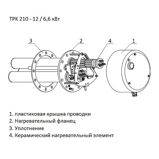 ТЭН фланцевый 6кВт 380В 210/М12х30 Drazice ТРК ТРК210-12/3-6 2110050