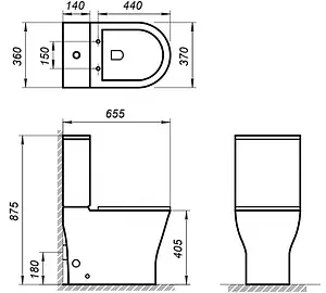 Унитаз-компакт безободковый BelBagno Acqua белый BB340CPR+BB340T Унитаз-компакт безободковый BelBagno Acqua белый BB340CPR+BB340T, 2