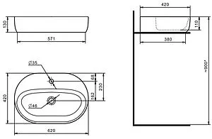 Тумба-умывальник подвесная Aquaton Лофт Урбан 65 графит/орегон 1A2540K5LQX60, 4