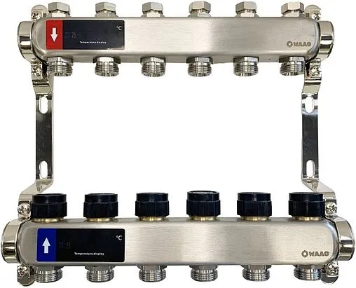 Группа коллекторная без расходомеров 6 отводов 1"в/в x ¾"ек WAAG WG.588.0606