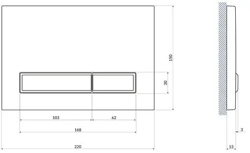 Комплект 6 в 1 Cersanit Carina XL CO DPL EO slim 64120 с кнопкой Blick черный матовый