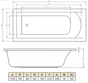 Ванна акриловая C-bath Selena 170x75 CBQ007003 Ванна акриловая C-bath Selena 170x75 CBQ007003, 2