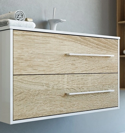 Тумба-умывальник подвесная Aqwella Miami 90 белый/дуб сонома Mai.01.09/R+Mal.09.04.D-R