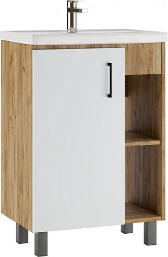 Тумба под умывальник напольная Домино Craft 60 белый/дуб вотан DCr2215T