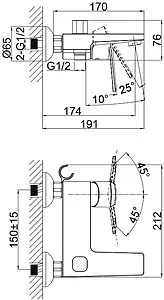 Смеситель для ванны D&K Rhein Lessing хром DA1323201 Смеситель для ванны D&K Rhein Lessing хром DA1323201, 2