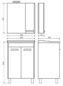 Тумба-умывальник напольная Comforty Барселона 60 белый/венге 00003124186CF Тумба-умывальник напольная Comforty Барселона 60 белый/венге 00003124186CF, 2