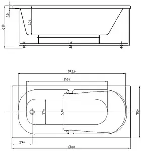 Ванна акриловая Aquatek Лея 170x75 с каркасом (разборный) LEY170-0000045, 2