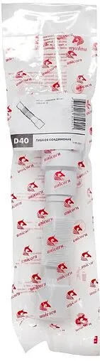 Слив гофрированный Unicorn 40x40/50мм L=230-400мм D40 Слив гофрированный Unicorn 40x40/50мм L=230-400мм D40