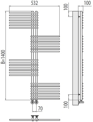 Полотенцесушитель водяной лесенка Terminus Европа П28 70х1400 полированная сталь 4670078530639