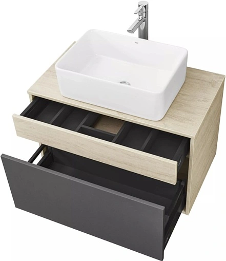 Тумба-умывальник подвесная Aquaton Лофт Урбан 80 графит/орегон 1A2476K2LQX60