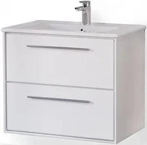 Тумба-умывальник подвесная Raval Frame 75 белый Fra.01.75/P/W+QDR75SLWB01 Тумба-умывальник подвесная Raval Frame 75 белый Fra.01.75/P/W+QDR75SLWB01, 1