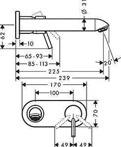 Смеситель для раковины из стены Hansgrohe Talis хром 31611000, 2