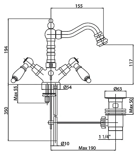 Смеситель для биде Cezares Diamond золото DIAMOND-BS2-03/24-Sw
