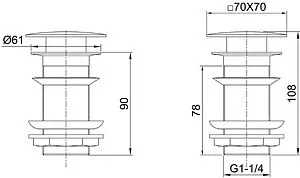 Выпуск автоматический для раковины без перелива Allen Brau Infinity Square хром 5.21025-00 Выпуск автоматический для раковины без перелива Allen Brau Infinity Square хром 5.21025-00, 2