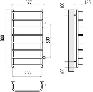 Полотенцесушитель водяной лесенка Terminus Стандарт П8 500х800 бп500 полированная сталь 4670078530387 Полотенцесушитель водяной лесенка Terminus Стандарт П8 500х800 бп500 полированная сталь 4670078530387, 2