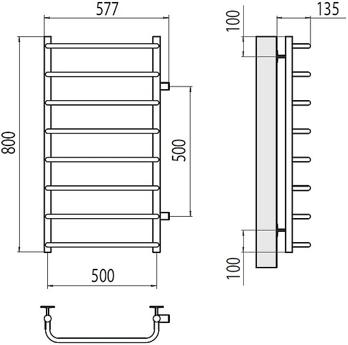 Полотенцесушитель водяной лесенка Terminus Стандарт П8 500х800 бп500 полированная сталь 4670078530387 Полотенцесушитель водяной лесенка Terminus Стандарт П8 500х800 бп500 полированная сталь 4670078530387