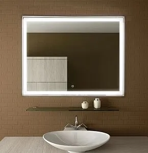 Зеркало с подсветкой Continent Aralia Black Led 90x70 с часами, с подогревом чёрный ЗЛП474, 4