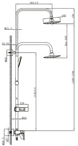 Душевая система со смесителем для ванны Lemark Tropic чёрный матовый LM7002BL