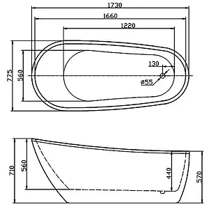 Ванна акриловая отдельностоящая BelBagno 173x77 BB15 Ванна акриловая отдельностоящая BelBagno 173x77 BB15, 2
