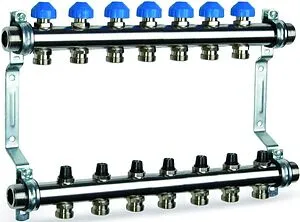 Группа коллекторная без расходомеров 7 отводов 1"н/н x ¾"ек Watts HKV 2010-VA 10012360 Группа коллекторная без расходомеров 7 отводов 1"н/н x ¾"ек Watts HKV 2010-VA 10012360, 1