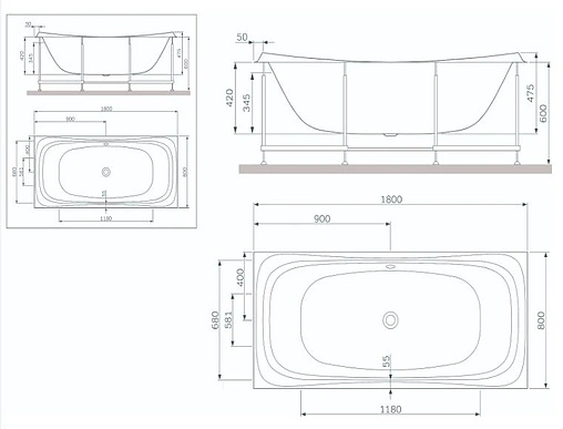 Каркас для ванны Am.Pm Sensation 180х80 W30A-180-080W-R