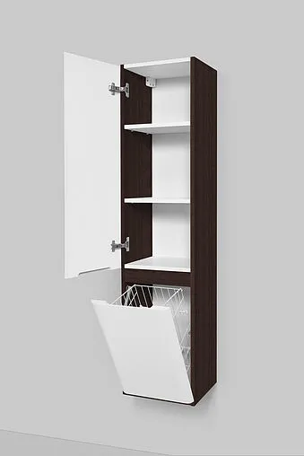 Шкаф-пенал подвесной с бельевой корзиной Am.Pm Bliss D 34 L белый глянец/венге M55CHL0341WG Шкаф-пенал подвесной с бельевой корзиной Am.Pm Bliss D 34 L белый глянец/венге M55CHL0341WG