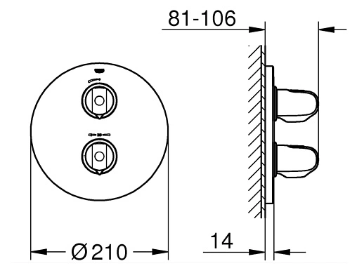 Термостат для 1 потребителя Grohe Grohtherm 1000 New хром 19984000