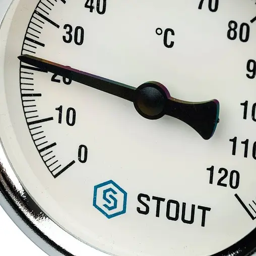 Термометр биметаллический Stout 63мм 120°С гильза 50мм ½&quot; SIM-0003-635015