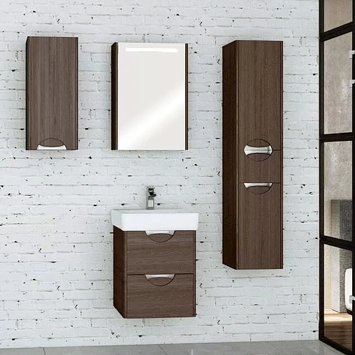 Шкаф-зеркало Aquaton Сильва 50 дуб макиато 1A215502SIW5L