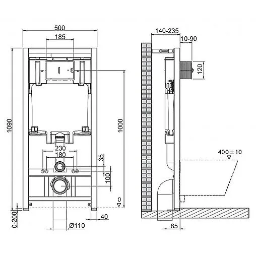 Комплект 5 в 1 BelBagno Due BB3103CHR/SC/BB002-80/BB005-PR-CHROME с кнопкой хром глянцевый