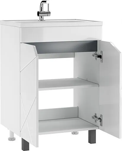 Тумба-умывальник напольный Домино Vector 60 белый DV6603T+4670142930501