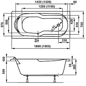 Ванна акриловая Vagnerplast Nymfa 160x70 VPBA167NYM2E-04 Ванна акриловая Vagnerplast Nymfa 160x70 VPBA167NYM2E-04, 2
