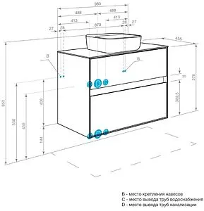 Тумба-умывальник подвесная Aquaton Либерти 100 дуб эльвезия 1A2796K5LYC70, 2