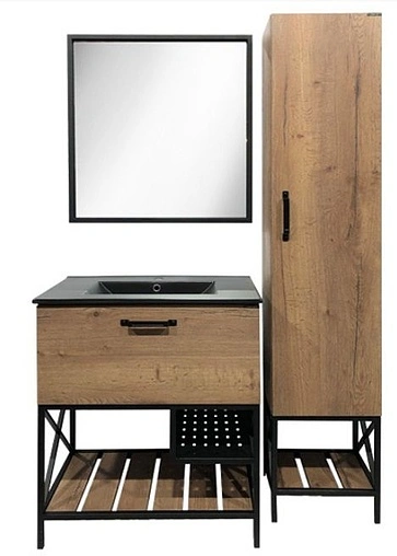 Тумба-умывальник напольная Comforty Бредфорд 75 дуб тёмный/чёрный 00004149064CF