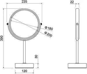 Косметическое зеркало Aquatek чёрный матовый AQ4914MB, 2