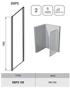 Боковая стенка 1000мм прозрачное стекло Ravak SmartLine SMPS-100 L 9SLA0A00Z1, 2