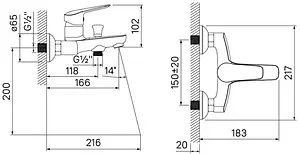 Смеситель для ванны IDDIS Torr хром TORSB00i02WA Смеситель для ванны IDDIS Torr хром TORSB00i02WA, 2
