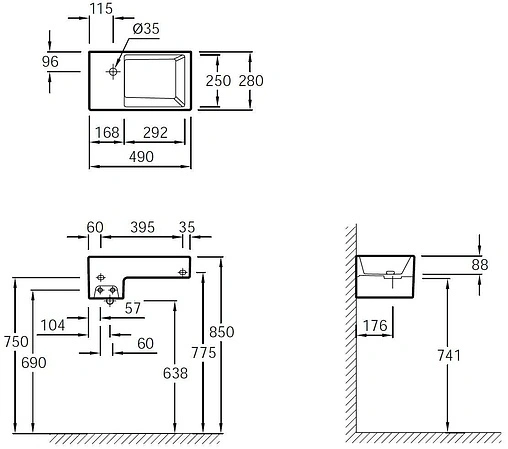 Раковина Jacob Delafon Terrace 49 L белый EGA012-00 Раковина Jacob Delafon Terrace 49 L белый EGA012-00
