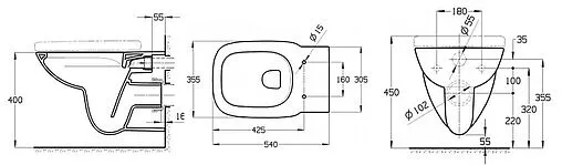 Комплект 4 в 1 Roca Debba Rimless Set 3.4