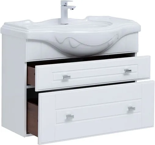 Тумба под умывальник подвесная Aquanet Рондо 85 белый глянец 00304289