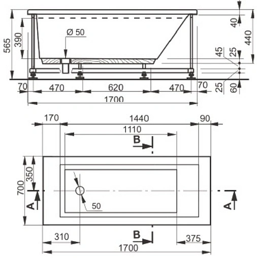 Ванна акриловая Pestan Anica 170х70 13017070