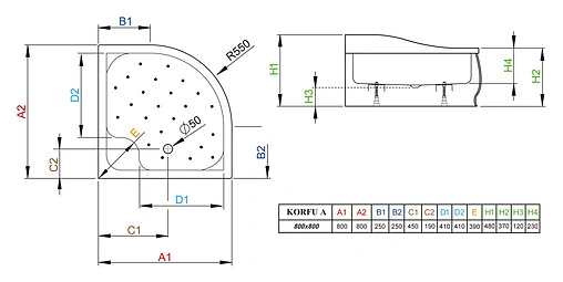 Поддон для душа Radaway Korfu A800 4S88400-03