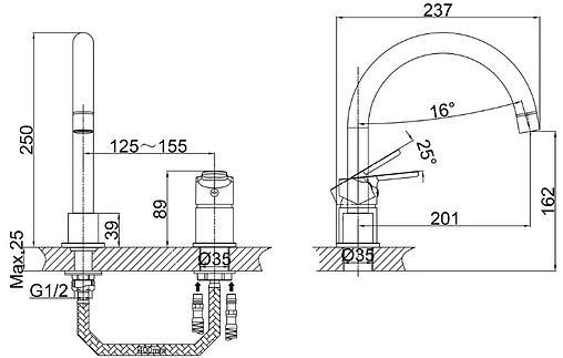 Смеситель для раковины D&amp;K Rhein Marx хром DA1394101