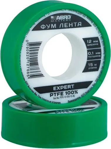 Лента ФУМ 12 x 0.1мм x 15м ABRO Masters Expert PTFE-12-010-15-RE