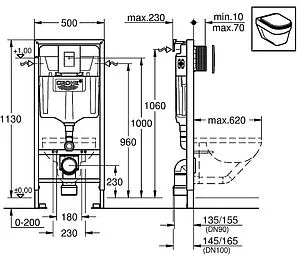 Инсталляция для подвесного унитаза Set 3 в 1 Grohe Solido 38811KF0 с кнопкой черный матовый Инсталляция для подвесного унитаза Set 3 в 1 Grohe Solido 38811KF0 с кнопкой черный матовый, 2