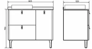 Тумба-умывальник напольная Comforty Сорренто 90Н светло-серый/антрацит 00-00000821CF Тумба-умывальник напольная Comforty Сорренто 90Н светло-серый/антрацит 00-00000821CF, 2