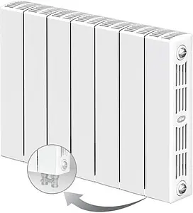 Радиатор биметаллический 7 секций нижнее правое подключение Rifar Supremo Ventil 350 RSVR35007, 1