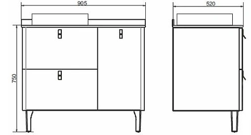 Тумба-умывальник напольная Comforty Сорренто 90Н светло-серый/антрацит 00-00000821CF